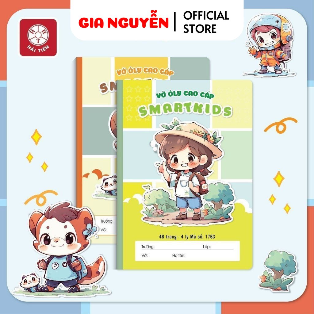 Gia Nguyễn -  HẢI TIẾN Vở ô ly Smartkids 4 ô ly Cao cấp - Chống lóa (48 trang) Lốc 10 quyển