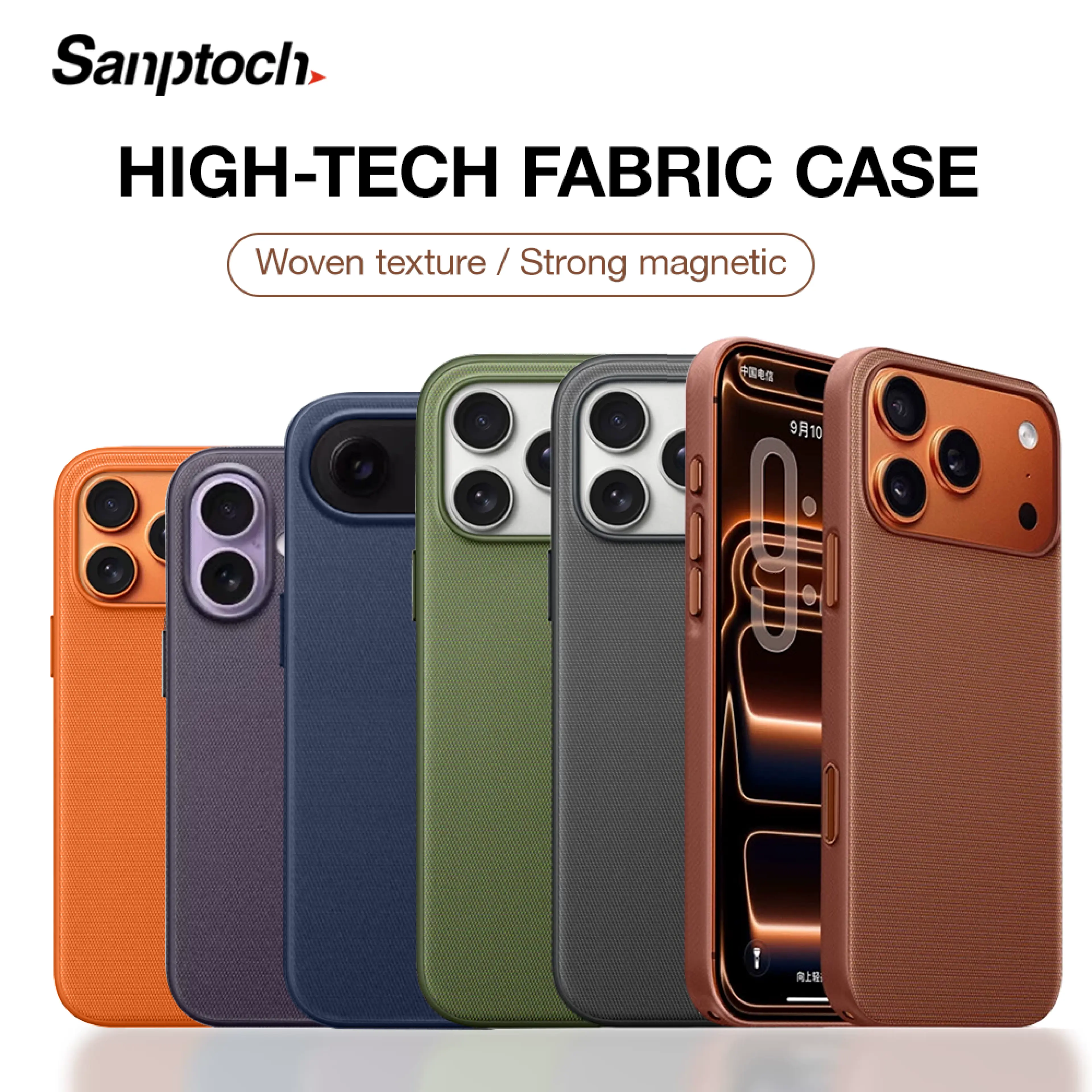 Sanptoch For Magsafe Woven Texture Phone Case For iPhone 17 16 15 14 13 Pro Max Luxury Matte Shockproof Back Cover For iPhone 17 Pro Max Skin-friendly Protection Casing