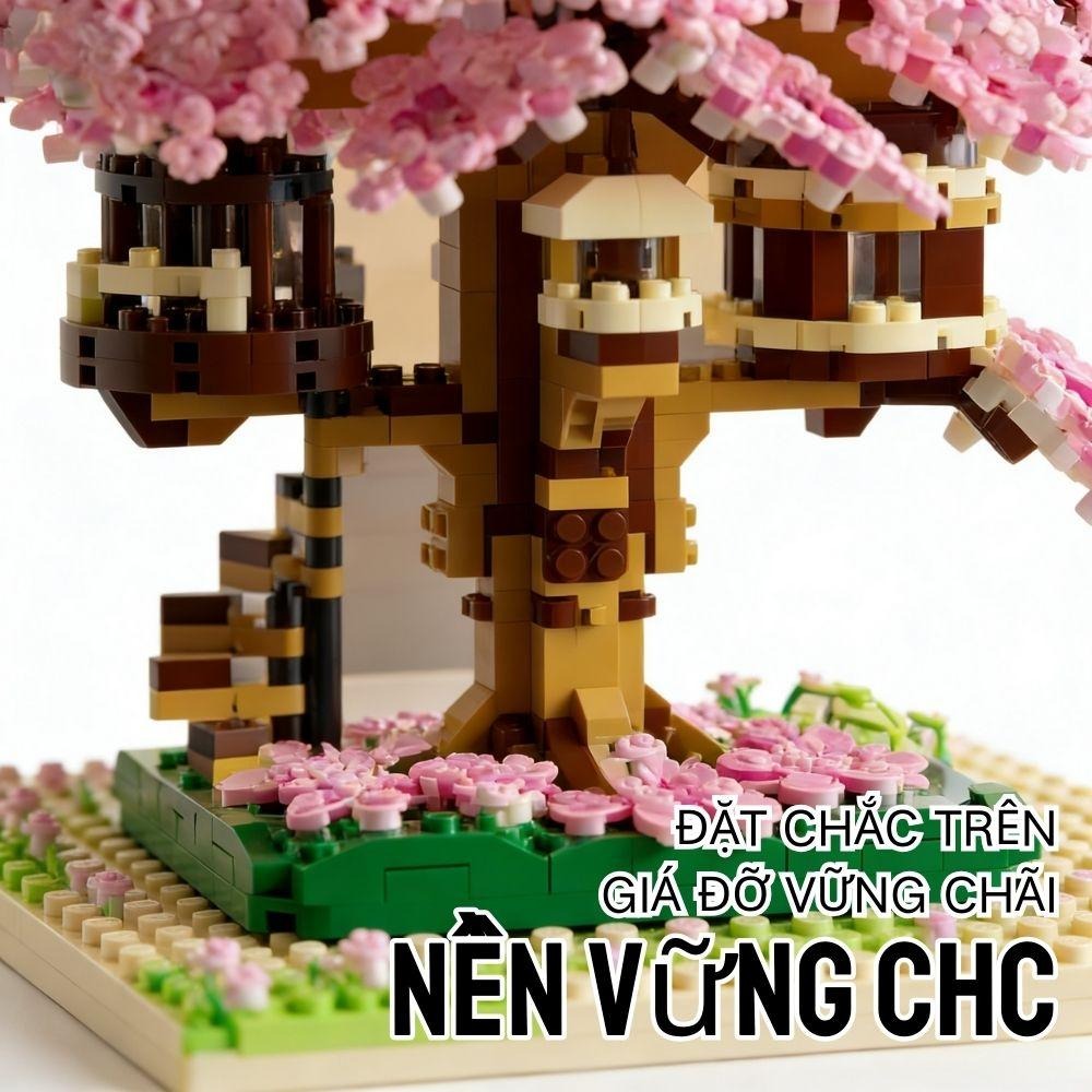 màu hồng nhà trên cây hoa thiết kế trang trí phát sáng hiệu ứng an toàn làm việc kiên nhẫn xếp hình bộ khối bắt mắt rèn luyện.