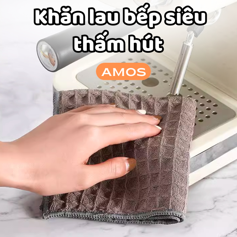 Combo 3 khăn lau bếp đa năng 2 mặt siêu thấm, Khăn lau tay, lau kính, lau bát đĩa, cốc chén, Khăn lau đa năng cao cấp