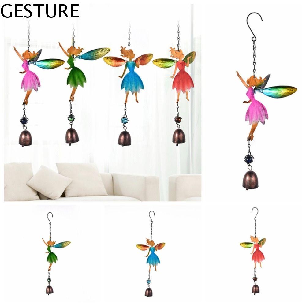 GESTURE Thực tế Chuông gió thiên thần cổ tích Hoài cổ Thủ công Chuông gió Cổ Tích Đạo cụ chụp ảnh Treo Kính chắn gió kim loại Ngoài trời