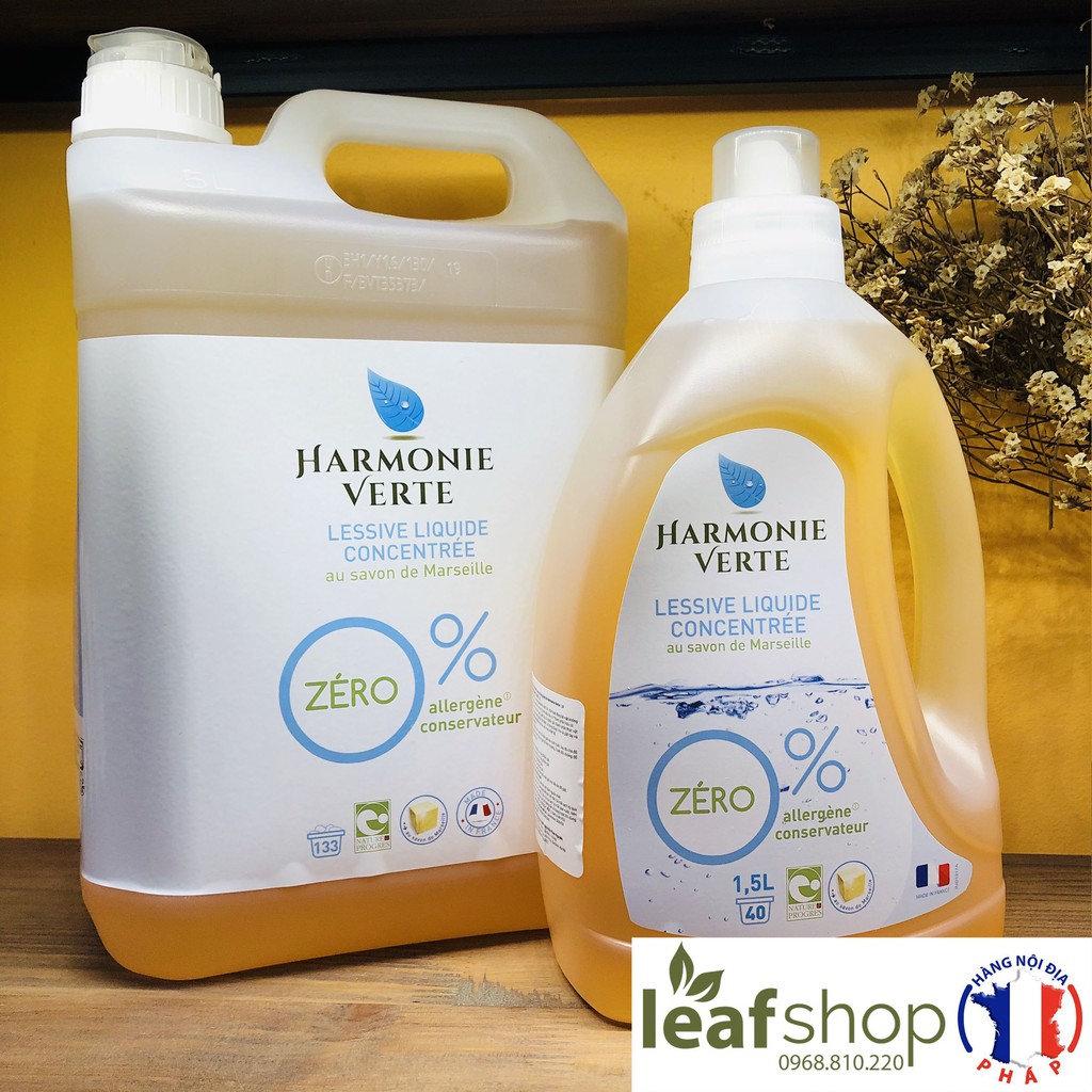 Nước giặt hữu cơ đậm đặc hương thông bạc hà Harmonie Verte -Leaf organic