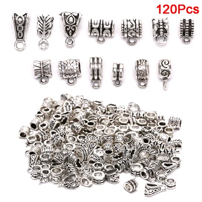 MEIK 120Pcs Metal Connectors Spacer Beads Bail Tube Beads Charms DIY Jewelry Making