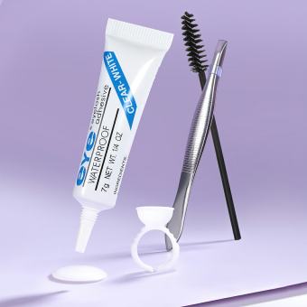 Set 4 dụng cụ gắn mi giả  gồm keo dán mi giả+vòng nhẫn chuyên dụng+nhíp+cọ chải mi GA625