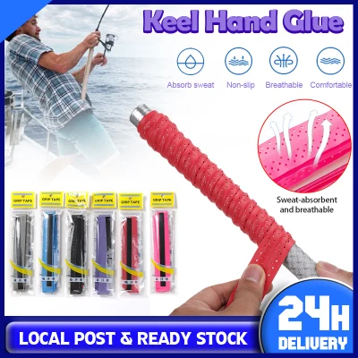 3 Pcs Keel Hand Glue Badminton Racket Fishing Rod Keel Hand Glue Tennis Grips Anti-slip Belt Coated Perforated Stretchable Sticky Thick Non-Slip Net Racket Sweat Band Winding Belt