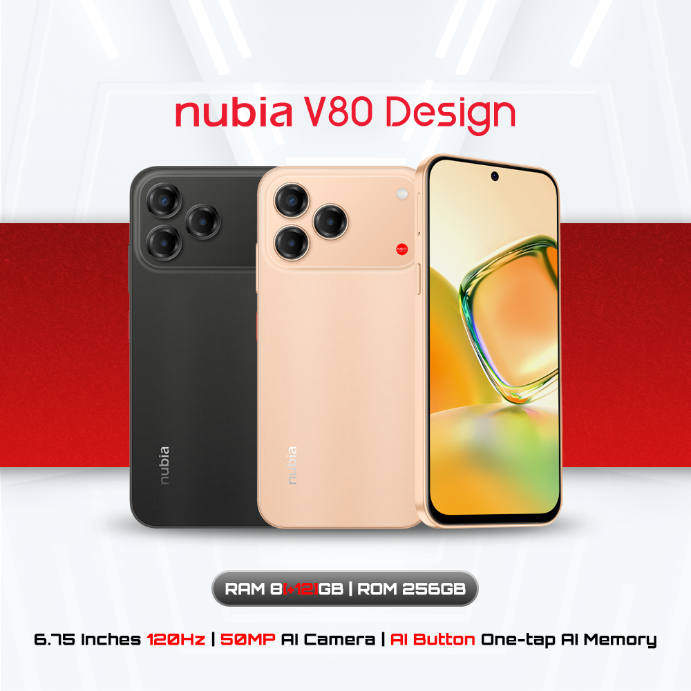 Nubia V80 Design 8+256Gb (Add up to 20Gb of Ram) - 5000Mah Battery L 6.75 Inch 120Hz Screen L 50Mp Camera ราคา 4,299 บาท*ส่งฟรี