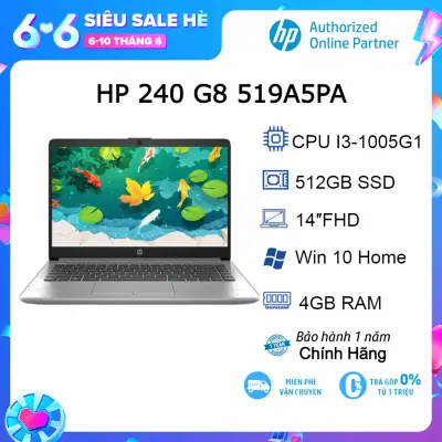 [Voucher 1Tr] Laptop HP 240 G8 519A5PA I3-1005G1| 4GB| 512GB| OB| 14″HD| Win10