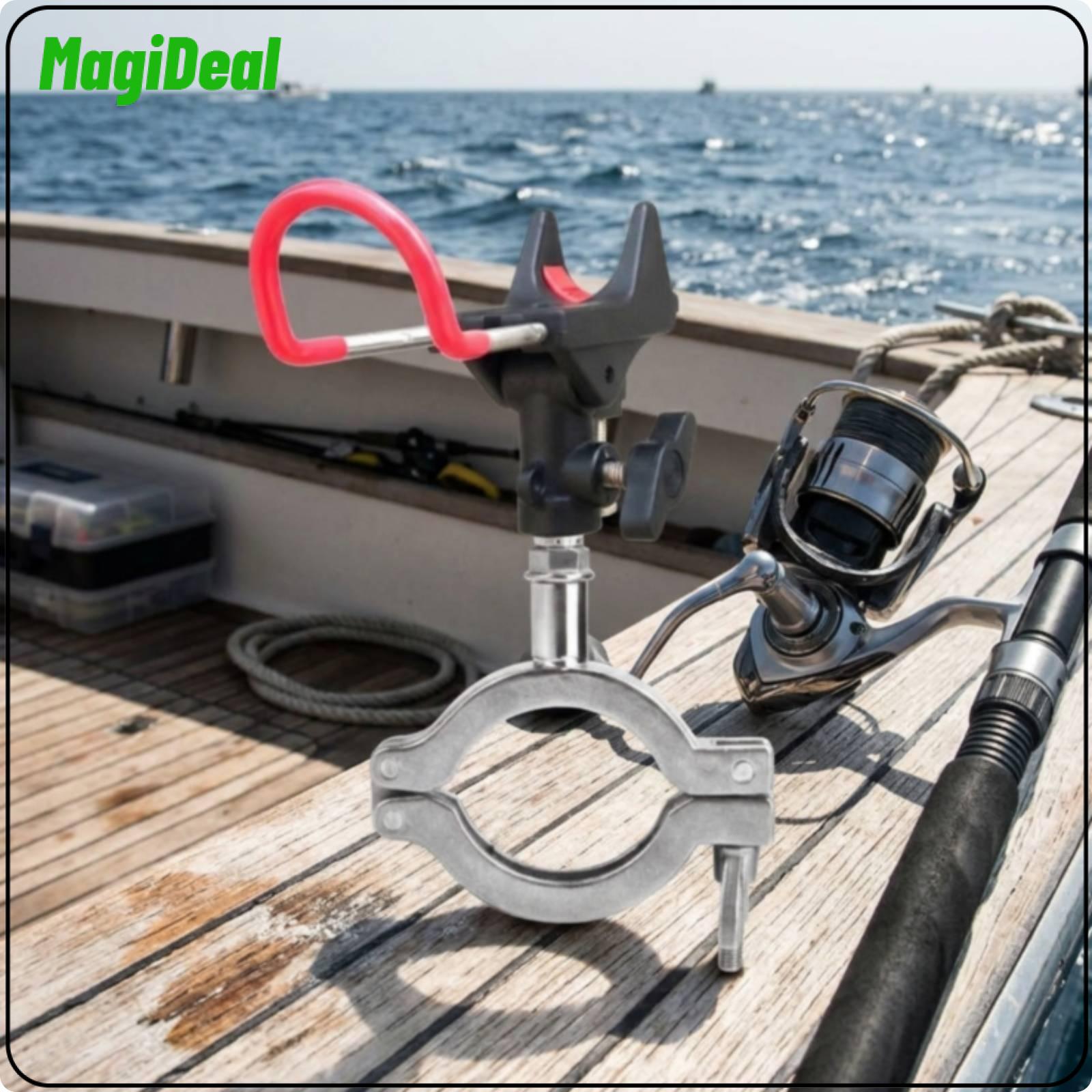Stainless Steel Fishing Rod Holder for Boat Rail Clamp Style Adjustable Swivel Base Marine Grade Angler Support Gear