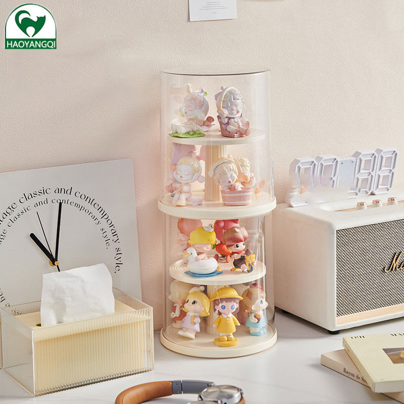 Hộp lưu trữ có thể được xoay chồng búp bê búp bê tủ trưng bày chống bụi búp bê hiển thị tay đứng tiết kiệm không gian
