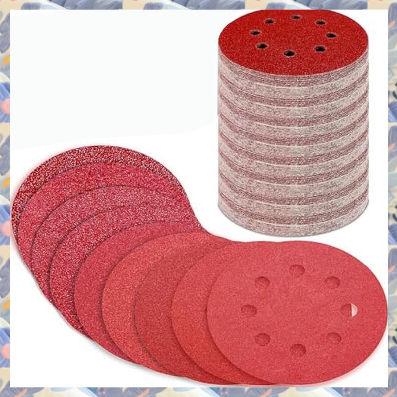 (OGCP) 170Pcs 5 Inch Sanding Discs 8 Hole Hook and Loop 40 60 80 120 180 240 320 400 600 Grit Round Sandpaper for Sander