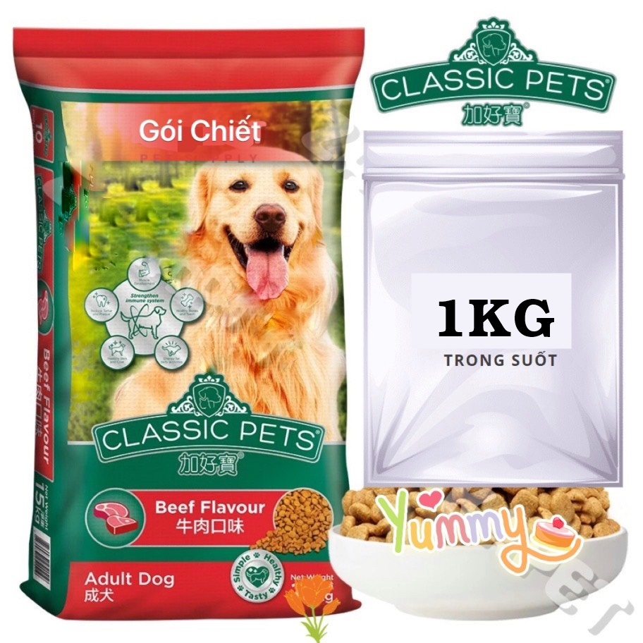 Thức ăn chó lớn classic adult vị thịt bò - túi 1kg