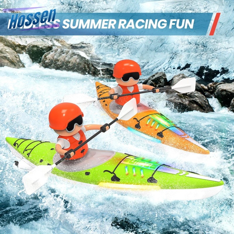 RC Kayak Boat 2.4 Ghz Remote Control Boat Toy With Colorful LED Lights For Lake Pool Gifts For Boys Girls ราคา 457 บาท*ส่งฟรี