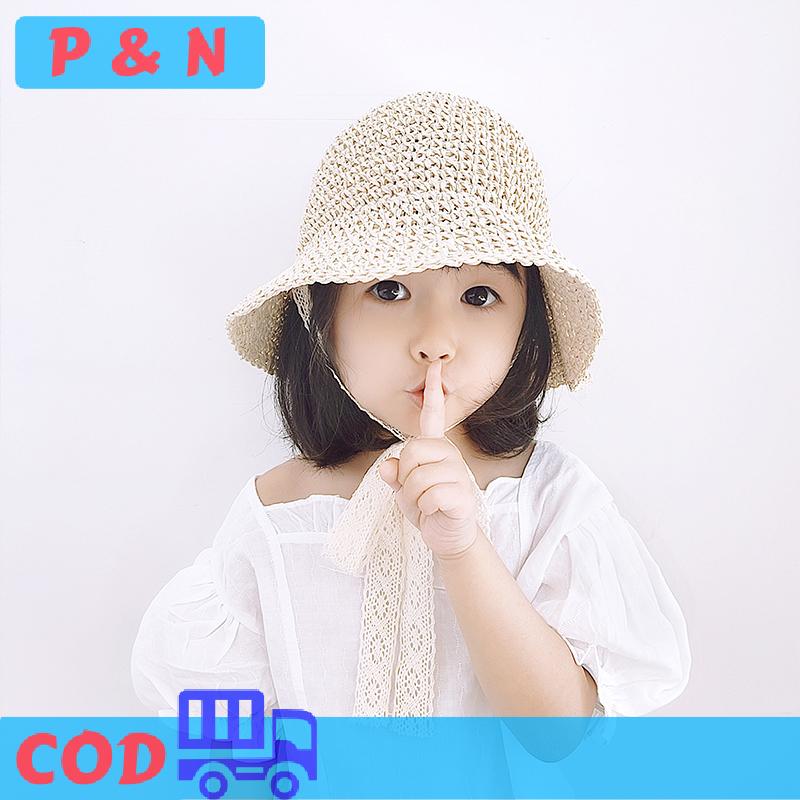 P&N Fashion Lace Baby Hat Summer Straw Bowknot Baby Girl Hat Beach Children Hat Princess Baby Hat Children Hat 1pc