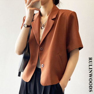 RULINWOODS 4 màu Blazer hàn quốc bộ đồ ngắn tay cho phụ nữ quần áo mỏng mặc thoải mái khi nóng thumbnail