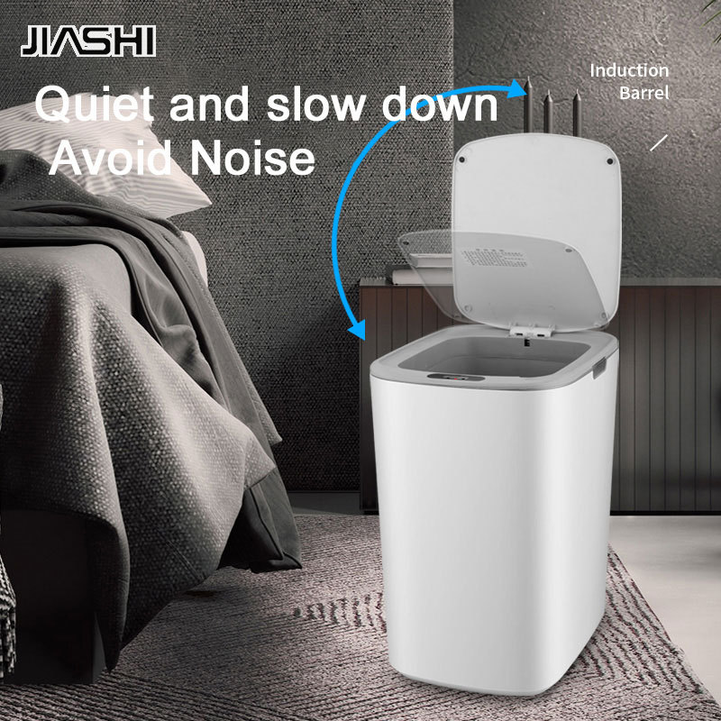 JIASHI Smart trash can 15L induction household living room kitchen toilet bathroom automatic lidded electric trash can ราคา 275 บาท*ส่งฟรี