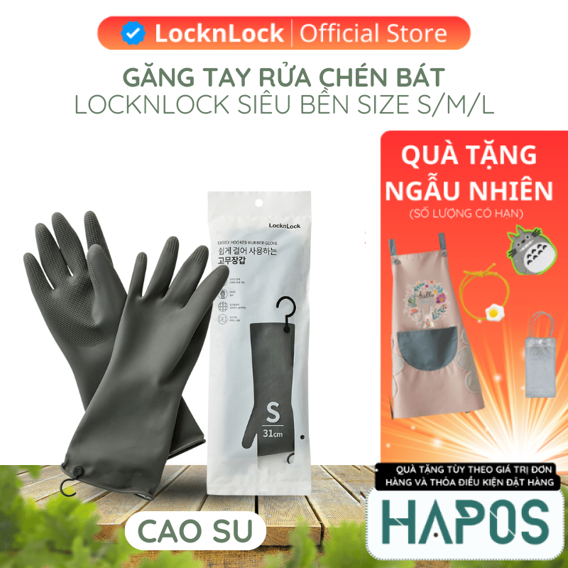 Găng tay rửa chén đĩa cao su tự nhiên LocknLock siêu bền và dai ETM830 ETM831 ETM832 - HAPOS