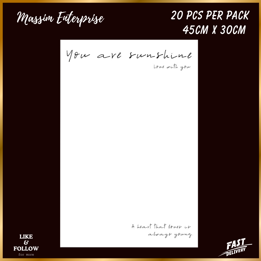 INS Simple Elegant Wording Wrapping Paper Black Wording Gold Wording Packaging Waterproof INS 简约网红英文纸