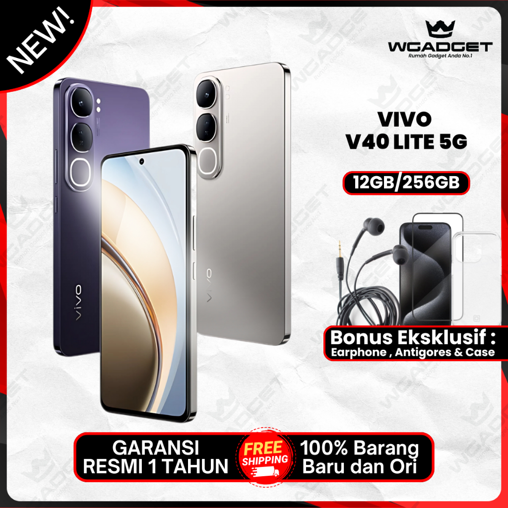 Vivo V40 Lite 5G [12/256GB] [8/256GB] 4G [8/256GB] [8/128GB] Garansi Resmi Harga 3,299,000 rupiah*Gratis Ongkir