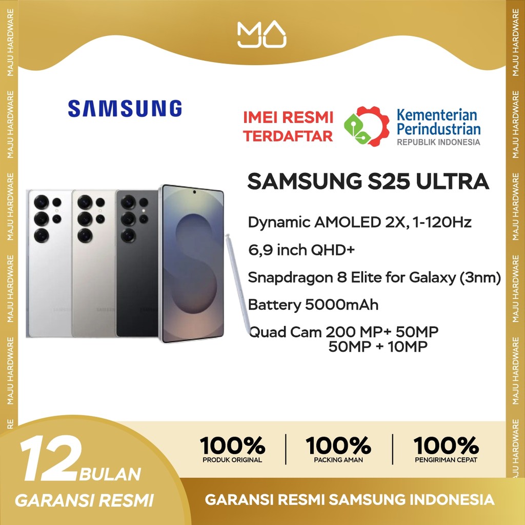 Samsung Galaxy S25 Ultra 12/1TB [Snapdragon 8 Elite for Galaxy 3nm, Dynamic AMOLED 2X, 5000mAh] - Garansi Resmi Harga 26,999,000 rupiah*Gratis Ongkir