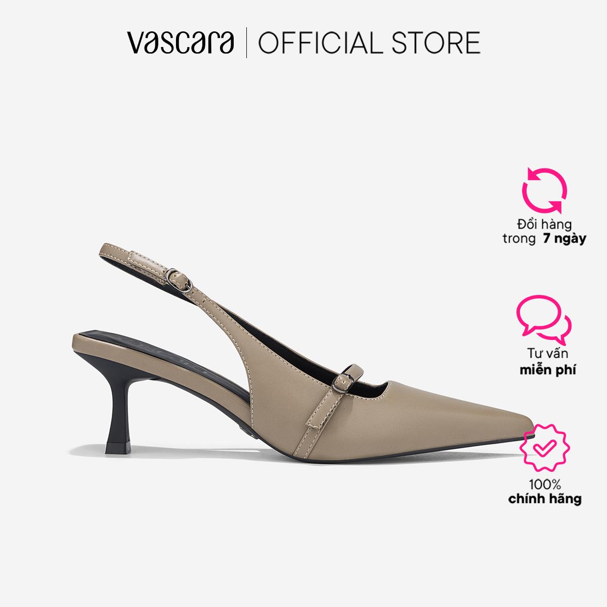 [Voucher 10%] Vascara Giày Bít Mũi Slingback Nhấn Quai Buckle - BMN 0702