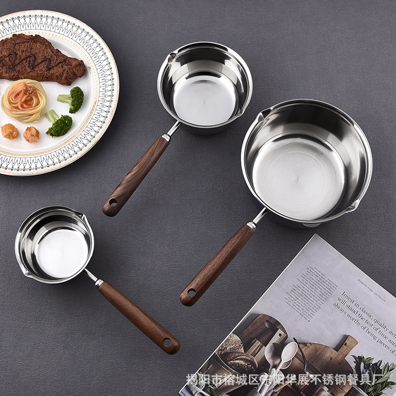 RS Huazhan Kitchen 304 Thép không gỉ Walnut Splashing Oil Pot Biến dày Nhà bếp Splashing Oil Bình nhỏ phẳng đáy nóng dầu