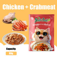 Wet Food Kucing 80g Tuna Salmon Fresh Fish Oil Taurin Pouch Makanan Kucing Lembut Pet Snack Kitten Adult