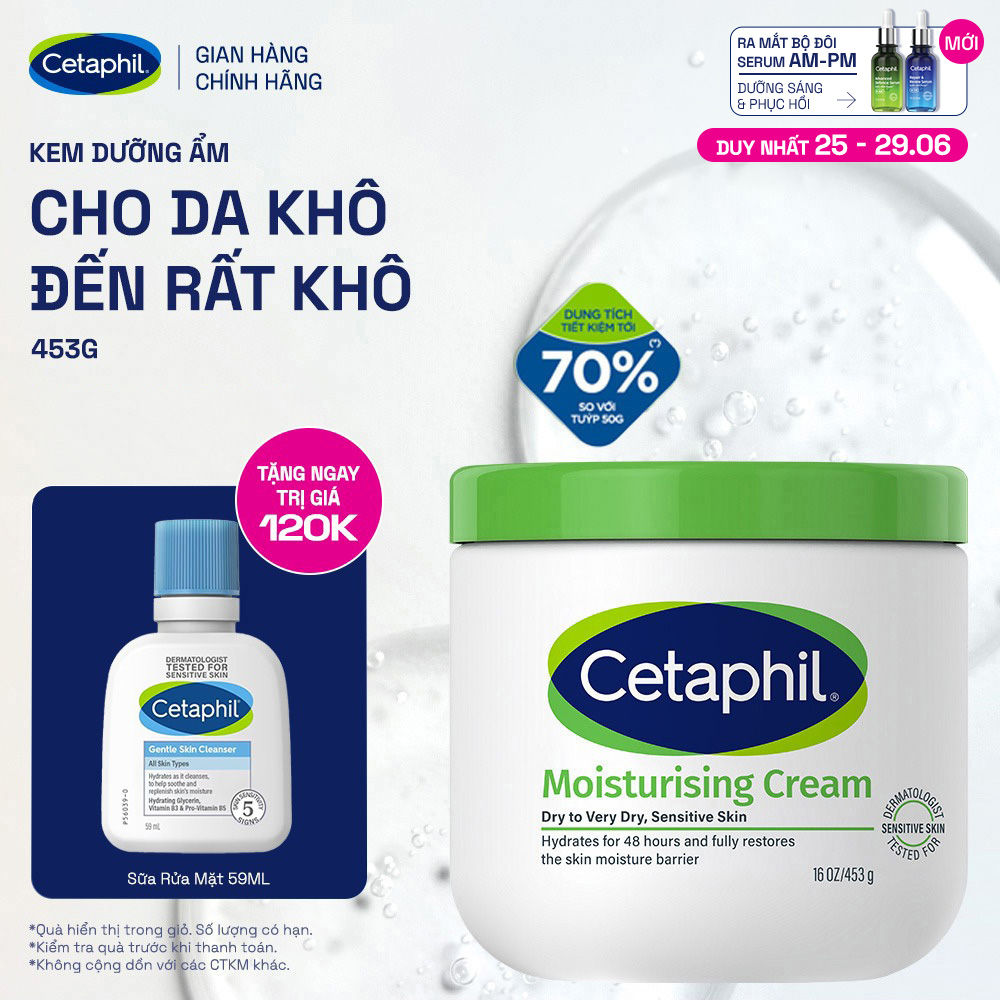 Kem dưỡng ẩm cho da nhạy cảm Cetaphil Moisturizing Cream 453g
