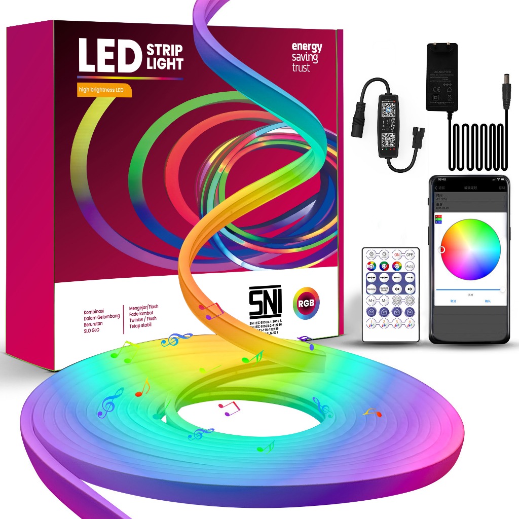 Dây Đèn Led 5050 RGB Thay Đổi Màu Sắc Kèm Điều Khiển Bluetooth Tiện Dụng 12V/24V | Trang Trí Phòng Khách / Phòng Ngủ
