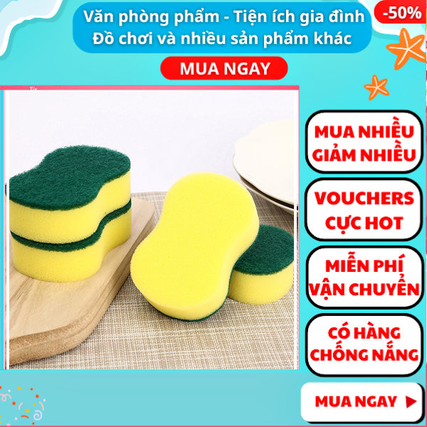 Combo 2 Miếng Mút Xốp, Bọt Biển Rửa Bát dĩa chảo và nồi 2 Mặt ✔ bọt biển rửa xe ✔ bọt biển lớn ✔ Nguyễn Thùy Store