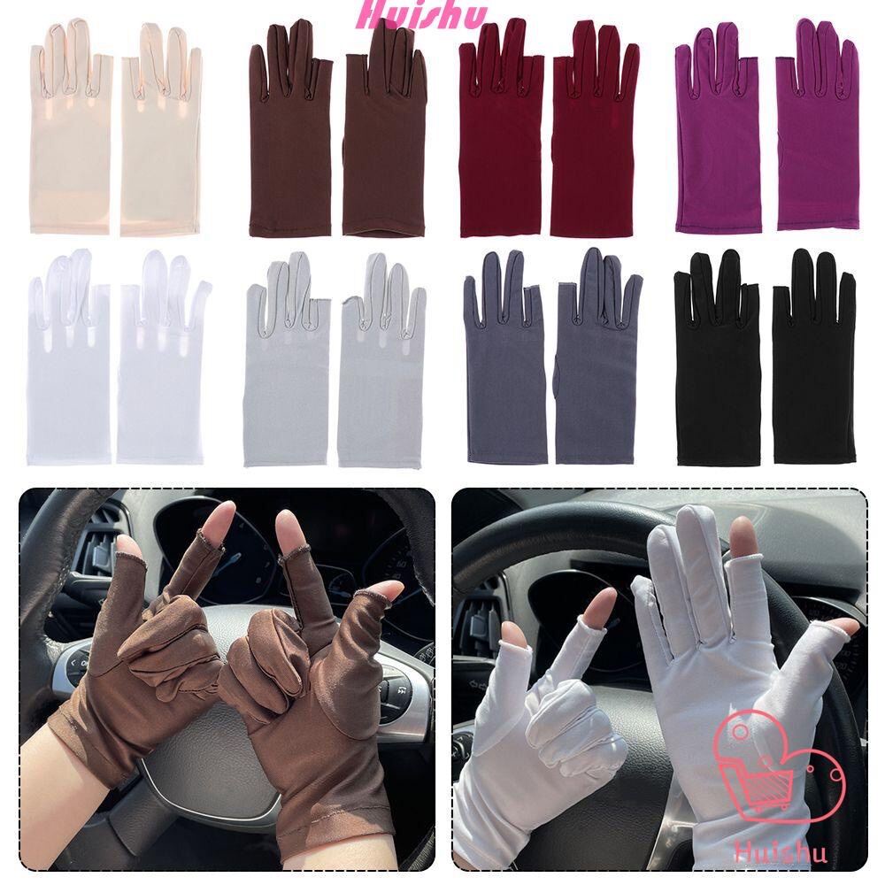 Găng Tay nữ chống nắng thun lạnh Găng Tay lái xe hở 2 ngón dễ dàng thao tác điện thoại và đếm tiền - Shop Kim Yến 5 - 3