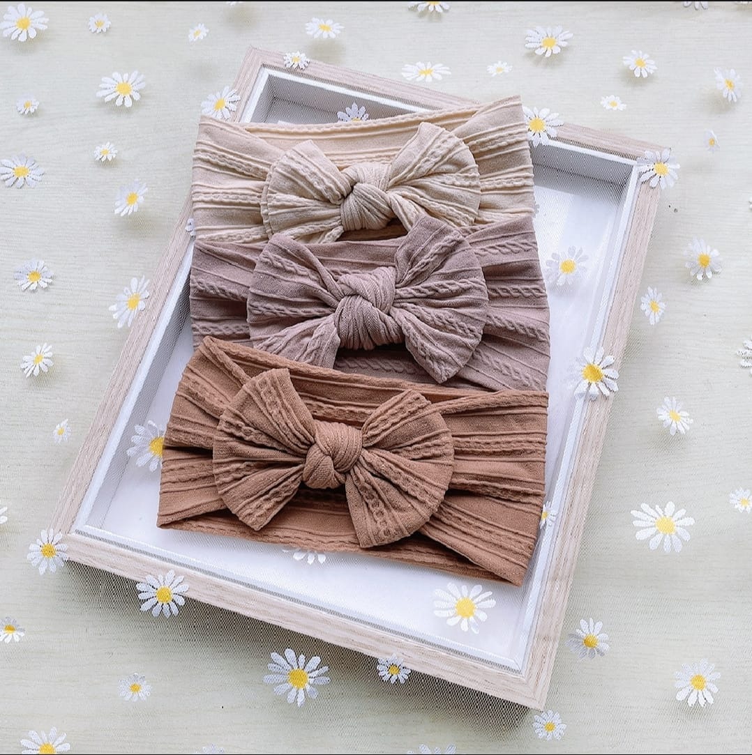 3Pcs/Set Cute Newborn Baby Headband For Girls Elastic Knit Children Turban Baby Bows Soft Nylon Kids Headwear Hair Accessories