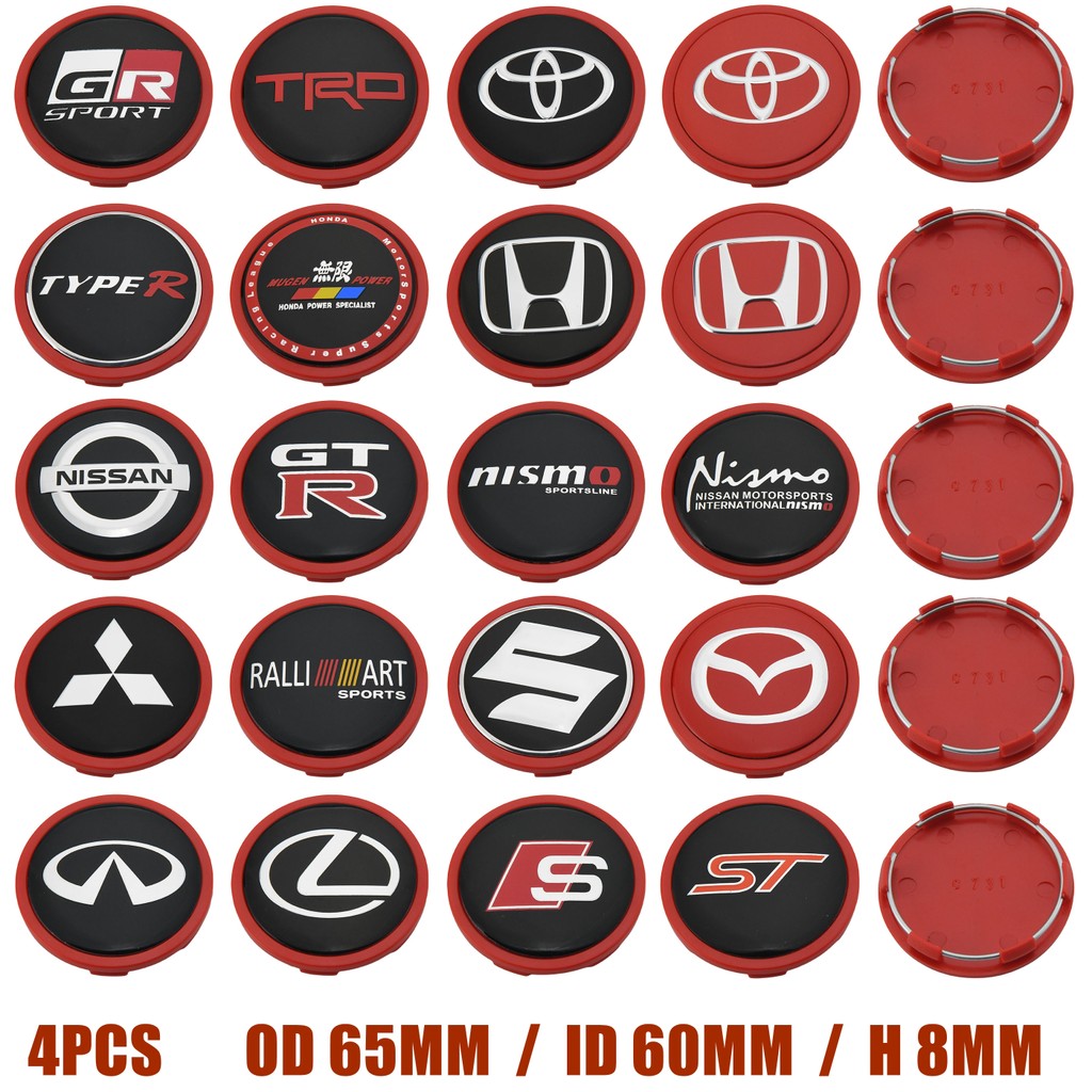 4ตัว ฝาครอบดุมล้อ Toyota 65มม ฝาปิดดุมล้อ Honda ขอบ Mitsubishi สติ๊กเกอร์ ฝาดุมล้อ Nismo GTR Mazda Suzuki Lexus ST RS Mustang Cobra ABT Sline ราคา 298 บาท*ส่งฟรี