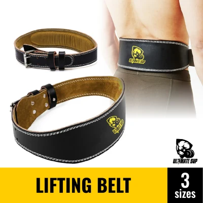 Ultimate Sup Leather Weight Lifting Belt, Black (PU LEATHER) - Strength Training, Weightlifting Fitness Squat Deadlift