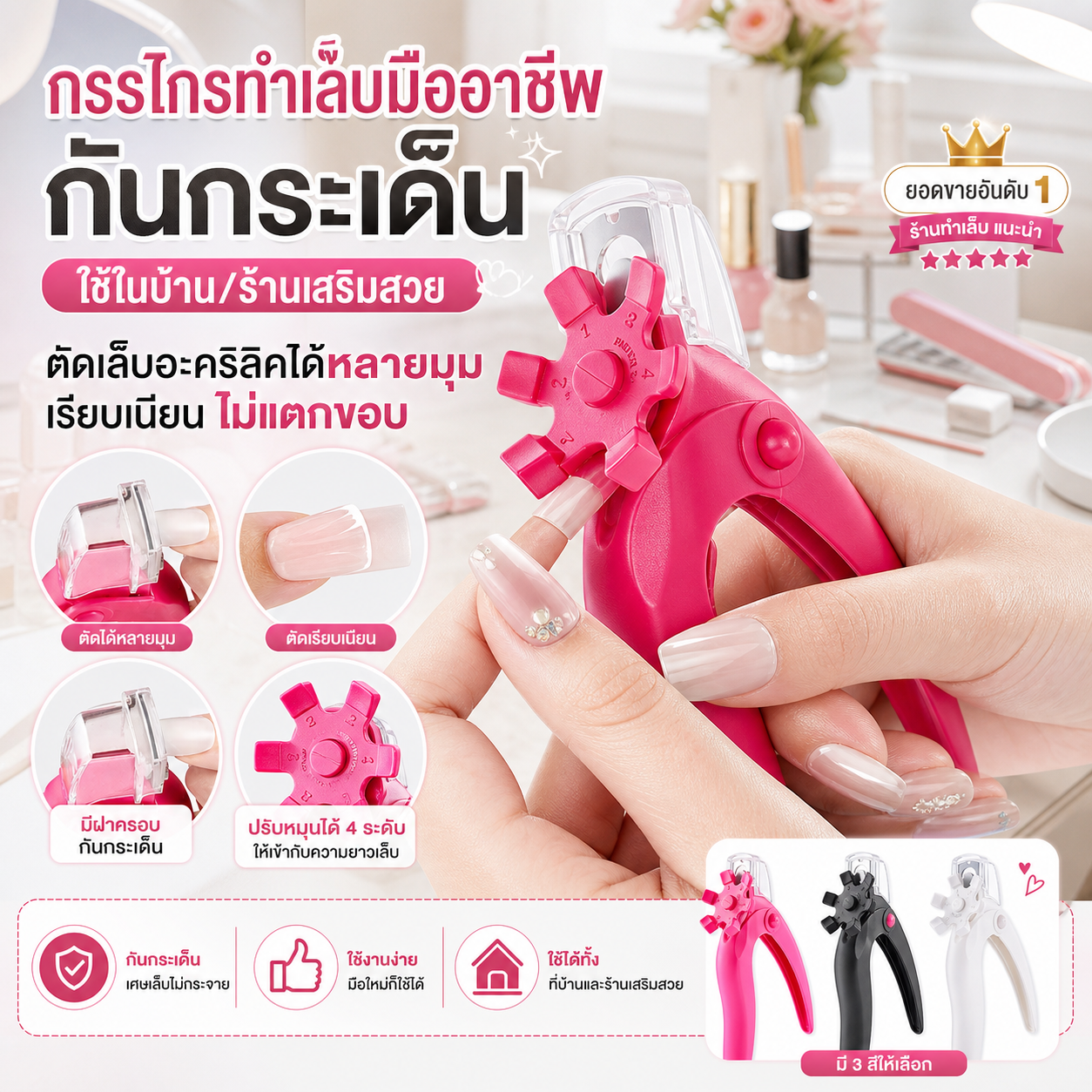 กรรไกรตัดทิป กรรไกรตัดเล็บปลอม PVC พรีเมี่ยม รุ่นมีฝาครอบ ราคา 21 บาท*ส่งฟรี