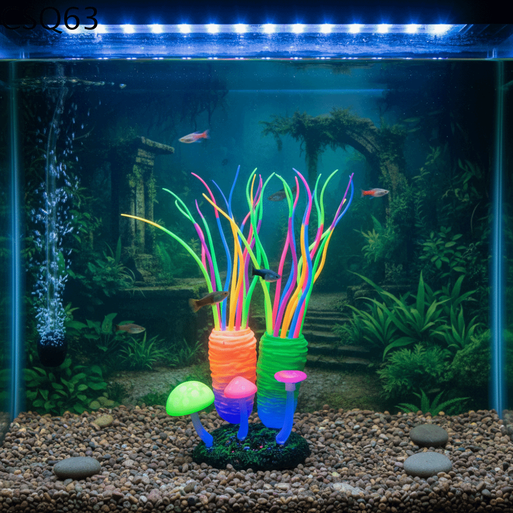 CSQ63 Thực tế Mô phỏng phun nước biển Silicone Sáng Đồ trang trí nấm nhân tạo Đồ trang trí thực vật thủy sinh Sống động như thật Mô phỏng san hô Môi trường sống của bò sát