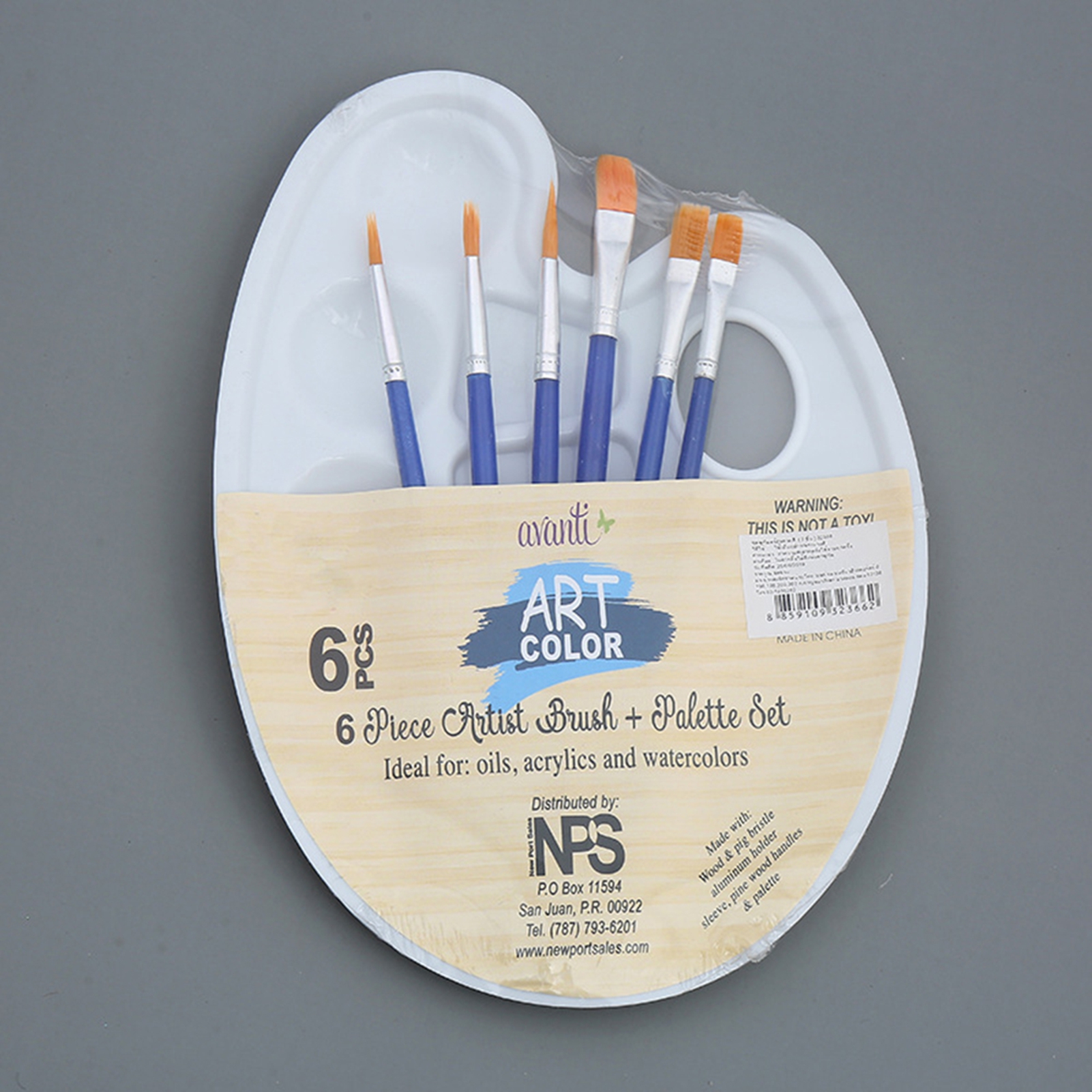 6pcs Paint Brushes and 1pc Palette Tray Set for Children Adults Watercolor Oil Acrylic Gouache Art Painting Supplies