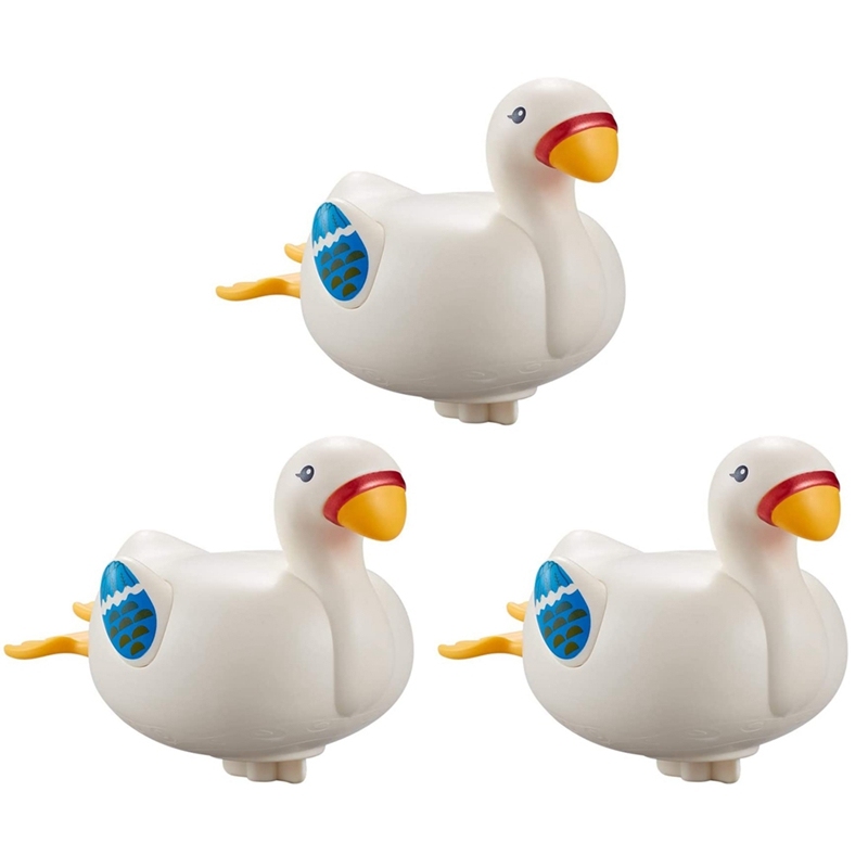 3PCS Cute Cartoon Little Swan Baby Bath Toys Floating Toddler Wind Up Bath Toys for over 18 Months