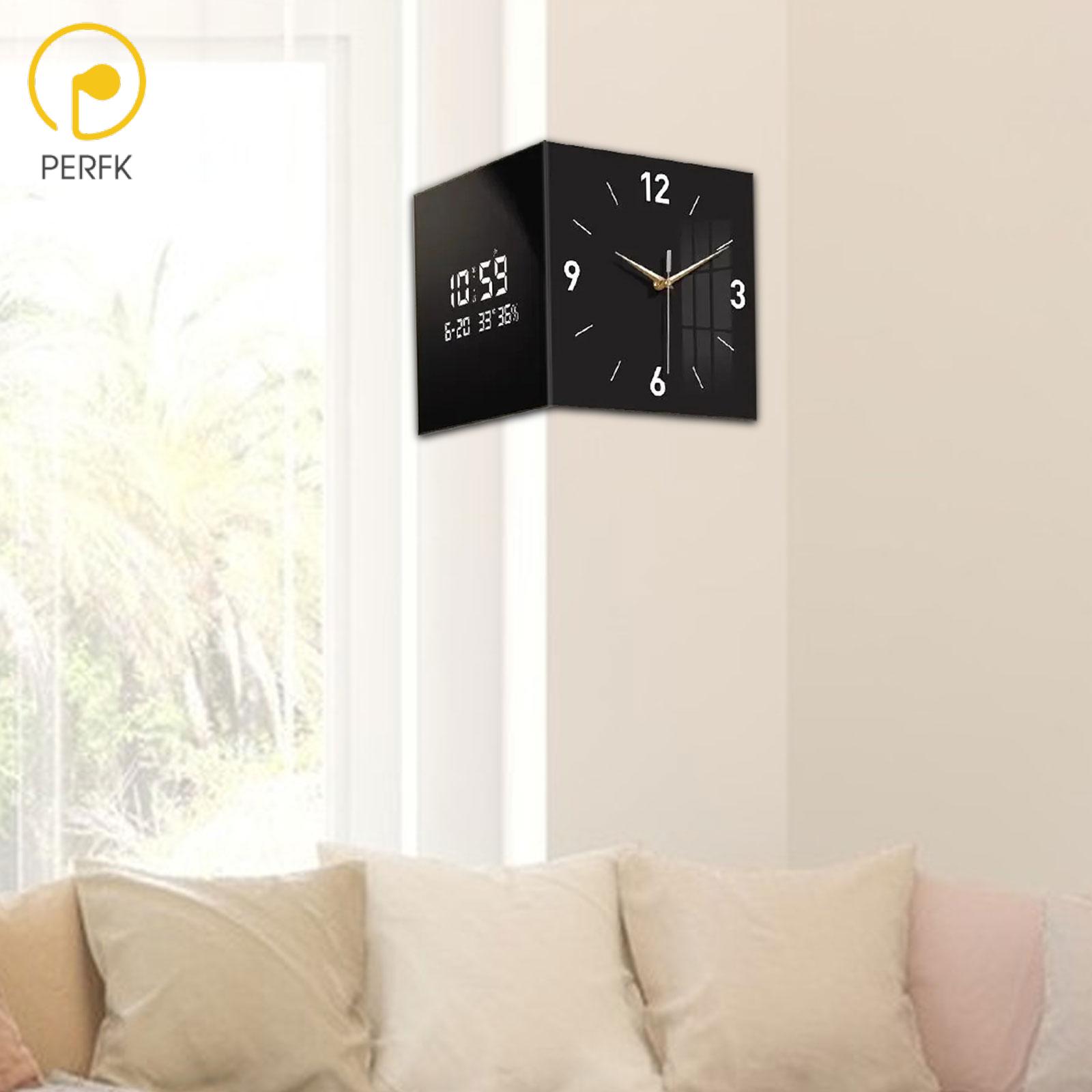 Perfk Corner Clock Double Sided Wall Clock with Light ราคา 3,550 บาท*ส่งฟรี