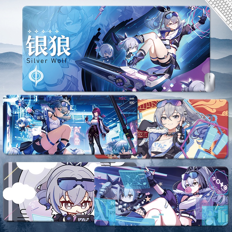 Silver Wolf Mouse Pad Honkai: Star Rail Table Pad Kafka Gaming Computer Pad Custom anime Large size rubber cushioned animation ACGN Student keyboard pad