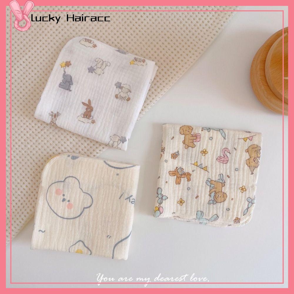 LUCKY HAIRACC In hoa Khăn  cho bé Hình vuông Bông Khăn nước bọt mềm  Vải ợ cho ăn Khăn tay thấm hút trẻ em