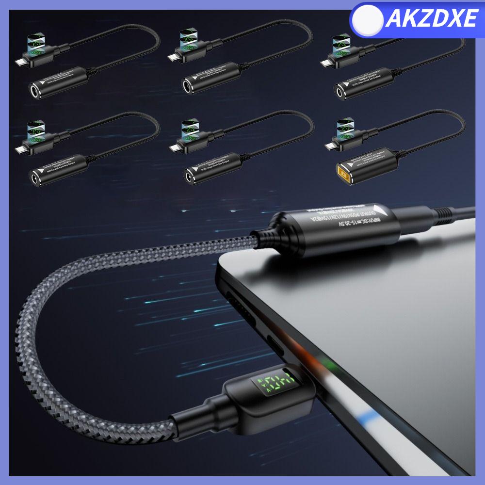 AKZDXE PD 140W Bộ chuyển đổi DC sang Type-C Đầu ra USB-C Màn hình kỹ thuật số Máy đo công suất Phổ quát Đầu vào 5V 9V 15V 20V Bộ chuyển đổi cáp sạc cho Laptop/Tablet/Điện thoại