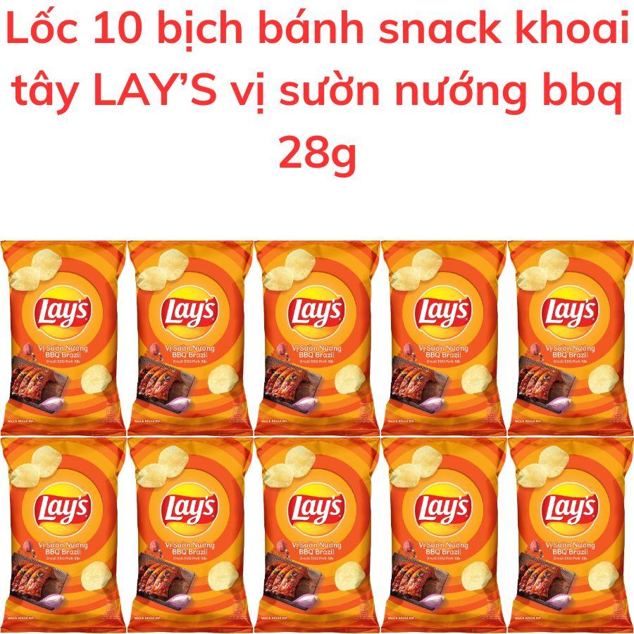 Bánh snack khoai tây LAY S vị sườn nướng bbq 28g