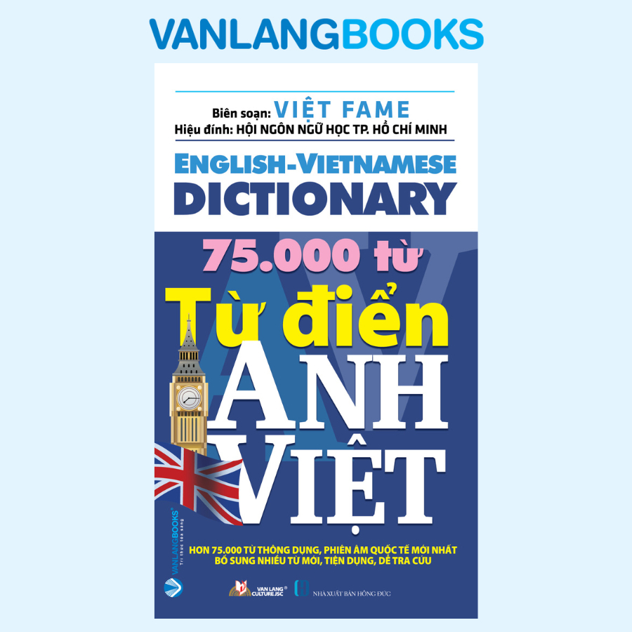Sách - Từ Điển Anh Việt 75000 Từ - Tái Bản 2026 (Văn Lang)