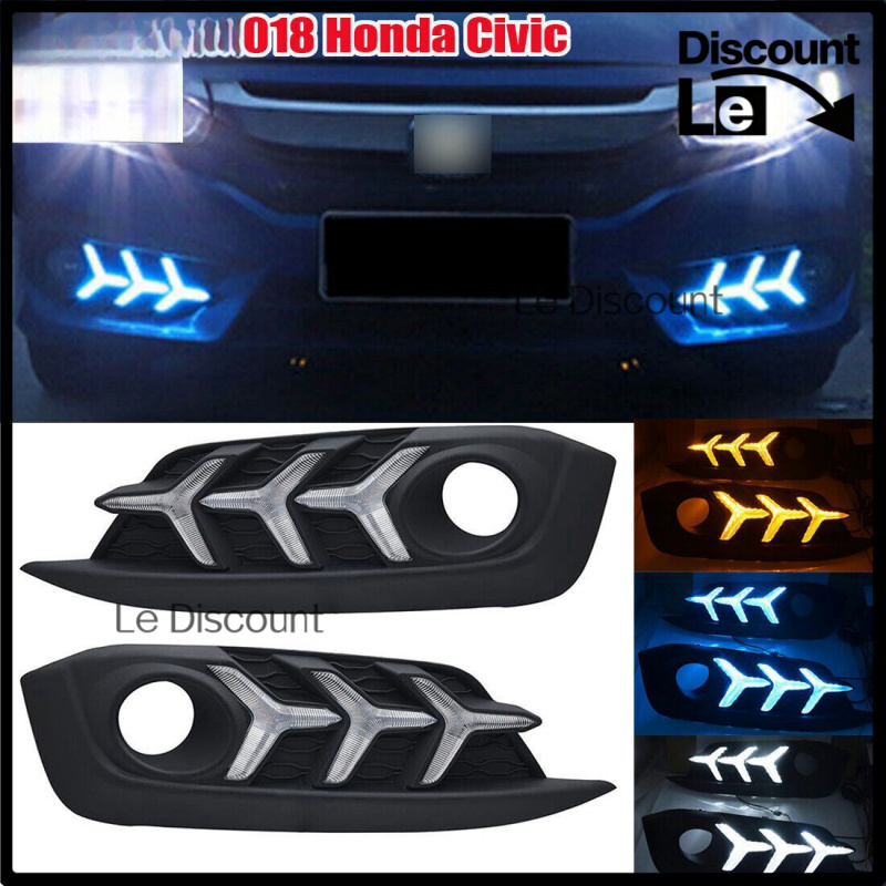 [Discount.] Đèn chiếu sáng ban ngày LED DRL cho Honda Civic 2016-2018, đèn sương mù có tín hiệu rẽ Giá 1,289,301 Đồng*Miễn phí vận chuyển