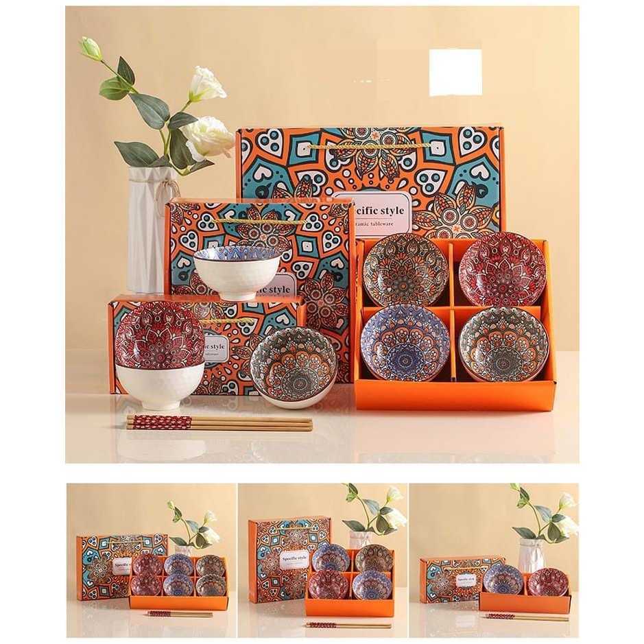 HAMPERS MANGKOK SET PREMIUM Mangkuk Set Keramik Porcelain Parsel Souvenir Hadiah Kado Pernikahan Lebaran Imlek Natal Japanese