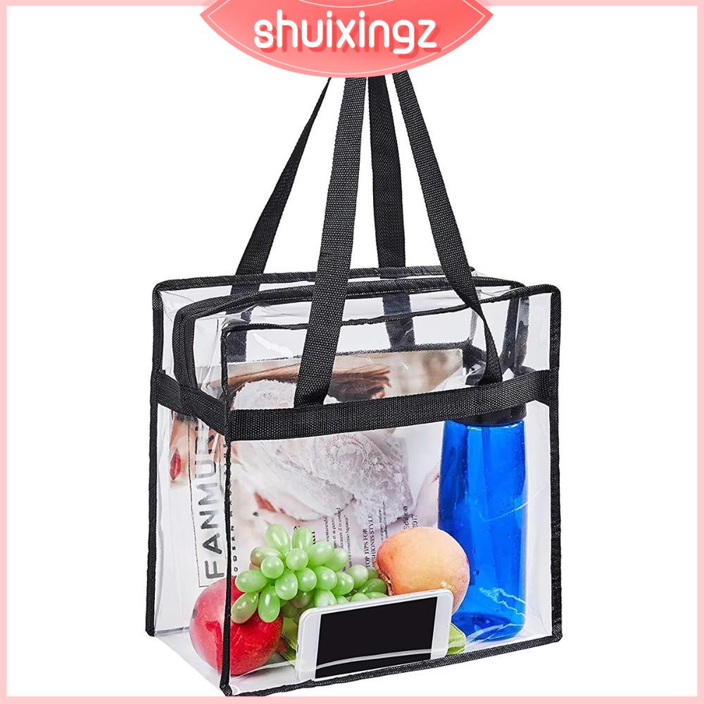SHUIXINGZ Sức chứa lớn Túi đeo vai Trong suốt PVC Túi đựng đồ ăn trưa Đơn giản Có khóa Túi tote