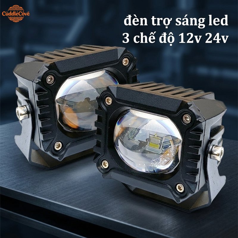 CuddleCove Car auxiliary LED projector light square lens three color modes separate switch waterproof voltage 12 to 24 Giá 163,000 Đồng*Miễn phí vận chuyển
