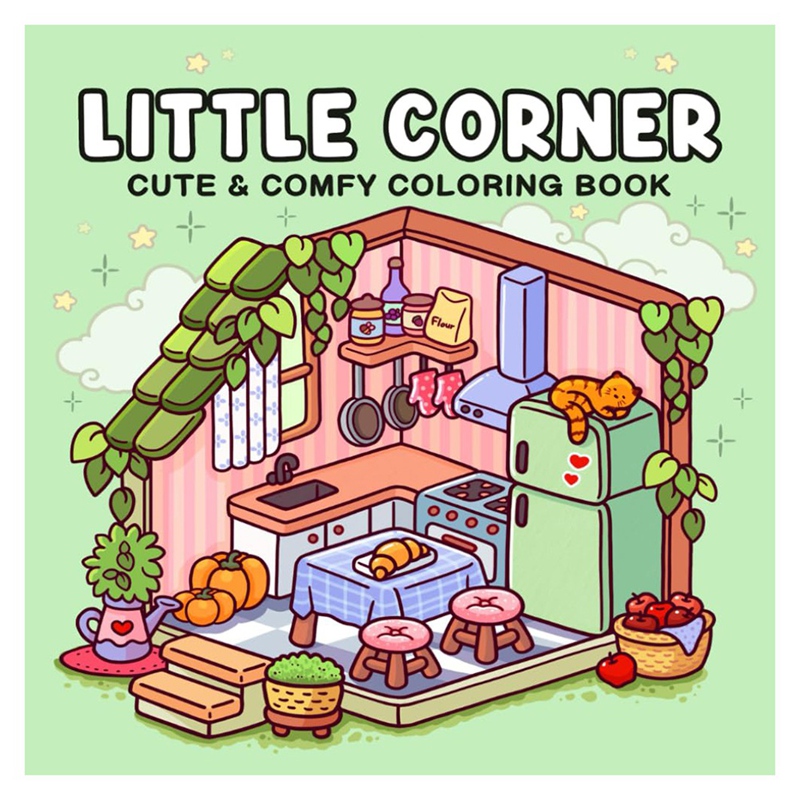 (ICTE) Little Corner: Coloring Book for Adults and Teens Super Cute Design of Cozy Hygge Spaces for Relaxation Spaces Coloring