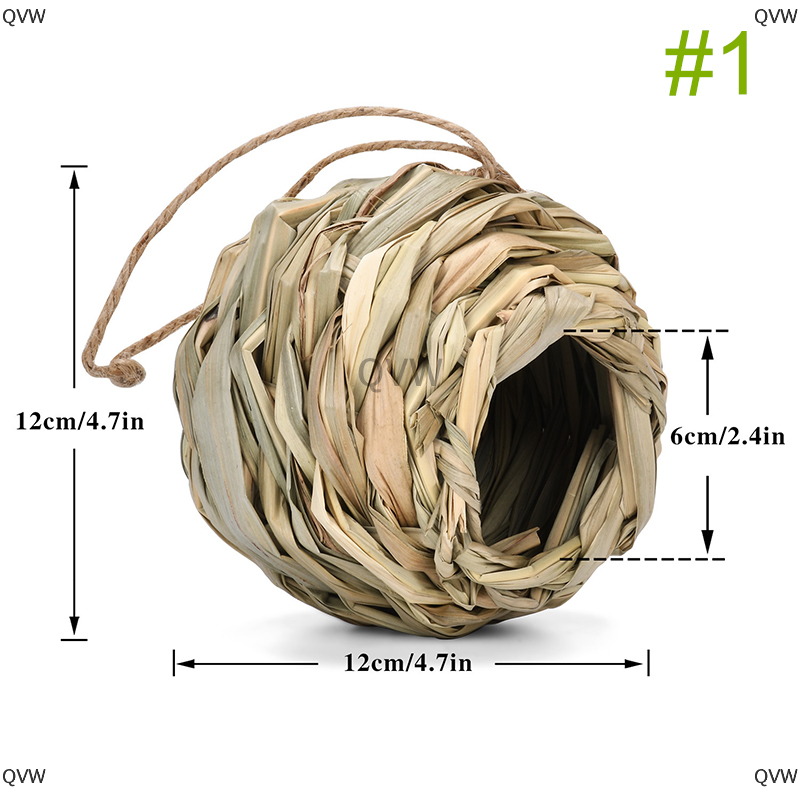 QVW 12x12 14x14cm hình cầu vòng miệng chim làm tổ chim lồng cỏ tự nhiên trứng LỒNG CHIM nhà ngoài trời trang trí dệt treo Vẹt làm tổ nhà Pet phòng ngủ Nguồn cung cấp