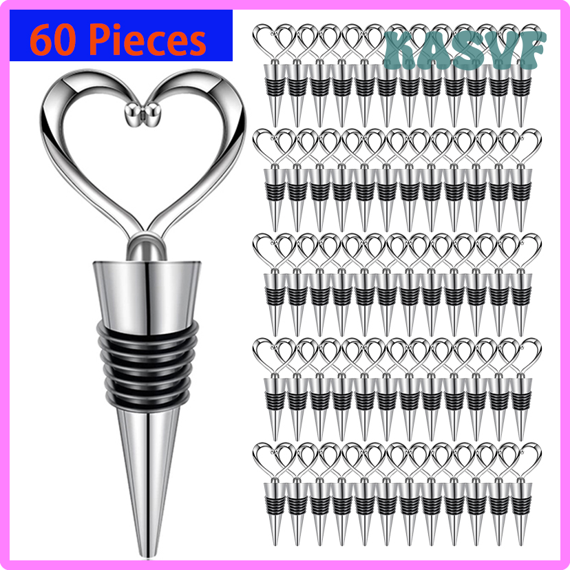 KASVF 60Pcs Heart Shaped Red Wine Champagne Wine Bottle Stopper Valentines Wedding Gifts Set Wine Stopper Bar Accessories YHDEW ราคา 2,886 บาท*ส่งฟรี